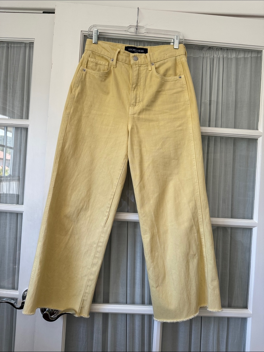 Veronica Beard Pale Yellow Wide-Leg Jeans